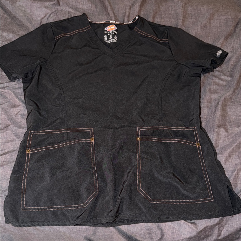 Dickies Medium V-Neck Black Scrub Top